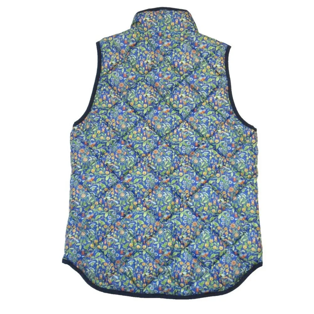 NWT J.Crew Excursion Vest in Catebsy Liberty Floral Bird Down Fill Quilted XS
